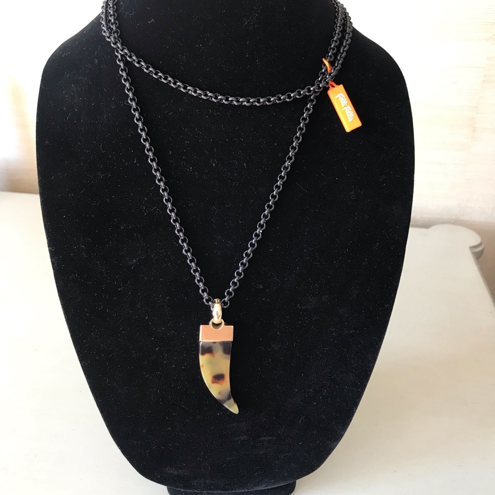 Follow Follie silver black plated necklace.